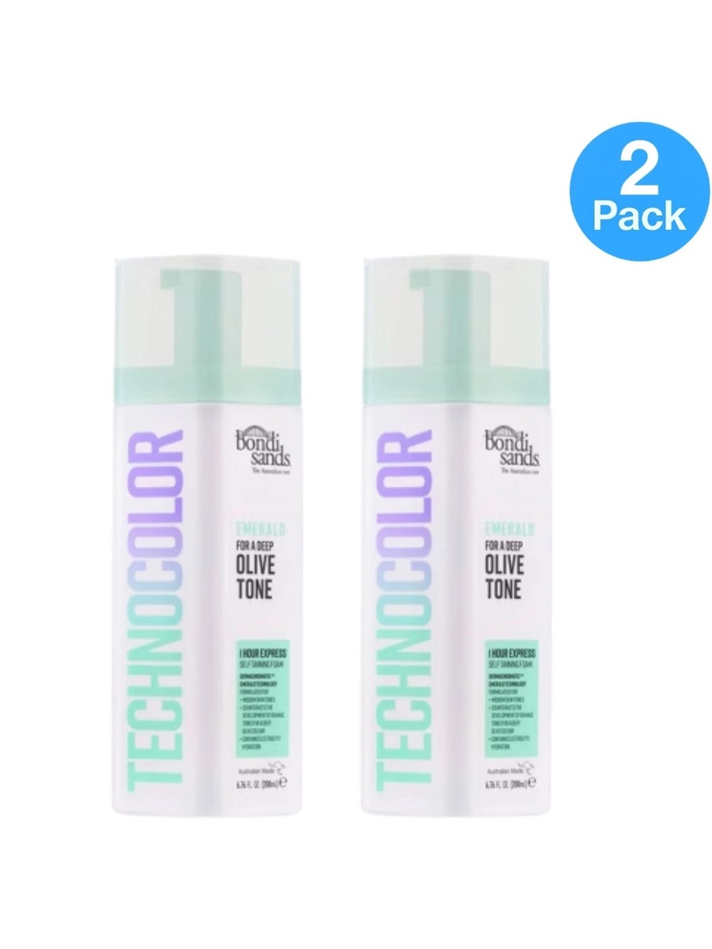 (Set of 2) Bondi Sands Technocolor Emerald 1 Hour Express Self Tan Foam 6.76 Oz